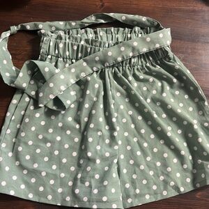 Shein teen green and white polka dot with belt shorts